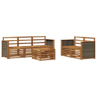 vidaXL Juegos De Sof&aacute;s 6 Pcs Madera De Acacia S&oacute;lida Vidaxl