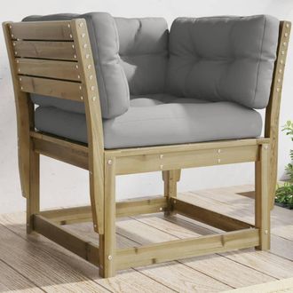 vidaXL Sof&aacute; Jard&iacute;n Con Reposabrazos Con Cojines Madera Pino Impregnada Vidaxl