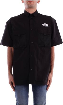 The North Face Overhemden, Heren, Zwart, S, Polyester, Zwart Logo Voor Knoop Shirt