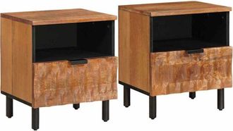 vidaXL Armario De Noche Con Caj&oacute;n 2 Pcs Marr&oacute;n 40 X 33 X 46 Cm Vidaxl