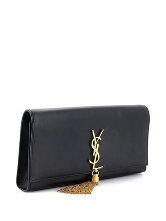 Saint Laurent Classic Monogram Tassel Leather Long clutch bag - Zwart