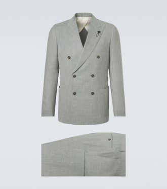Lardini Double-breasted wool, silk, and linen suit