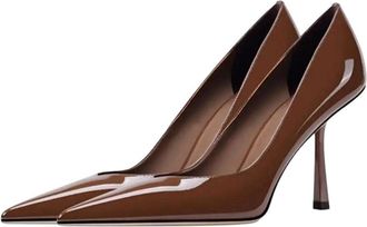 Generic Women Sexy Patent Leather High Heel Pumps Fashion Pointed Toe Party Office Dress Shoes Brown