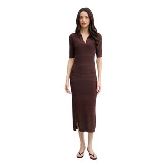 Joseph Ribkoff Kleedjes, Dames, Bruin, XL, Nylon, Viscose Sweater Knit Straight Dress