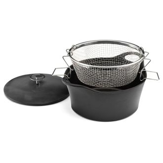 Cuisinox Cazuela redonda negra de 24 cm avec cesta para fre&iacute;r y cocer Hierro f