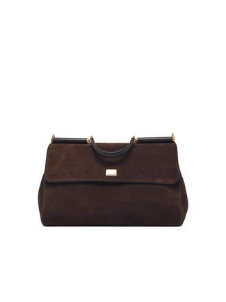 Dolce & Gabbana Borsa maxi My Sicily in pelle scamosciata marrone scuro di Dolce & Gabbana