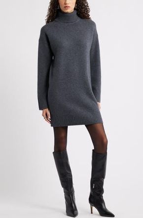 Nordstrom Long Sleeve Wool & Cashmere Sweater Dress in Grey Dark Charcoal Heather at Nordstrom Rack, Size X-Large