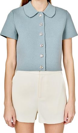 endless rose Jewel Buttoned Top in Dusty Blue at Nordstrom, Size X-Small