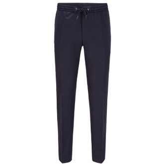 HUGO BOSS Mens Banks Solid Patterned Slim Trousers in Dark Blue - Size 38W/32L