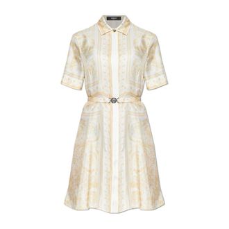 Versace Dames, Jurken, Beige, Maat: 2XS Zijde