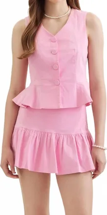 Entro Power Sleeveless Peplum Vest In Light Pink