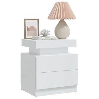 Berkfield Home Stylish Bedside Cabinet High Gloss White 45x35x52 cm Engineered Wood | Size: 45 x 35 x 52 cm