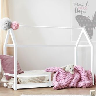 IDMarket Idmarket - Cama Caba&ntilde;a Infantil Nessi 90 X 190 Cm Blanca Con Somier De L&aacute;minas Y Barandillas