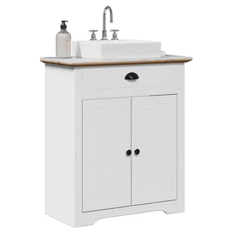 vidaXL Mobile Lavabo Da Bagno Bodo Bianco E Marrone 70x35x80 Cm - Vidaxl