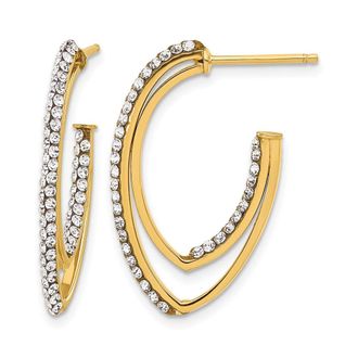 Diamond2Deal 14K Yellow Gold Crystal J Shape Hoop Earrings