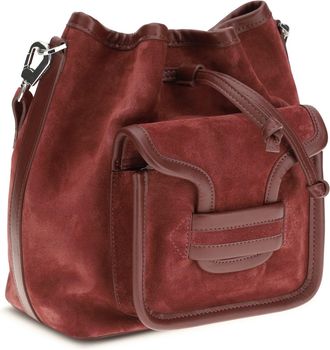 Pierre Hardy Womens Alpha Bucket Bag Suede Calf Carmine Burgundy Leather Bos Taurus
