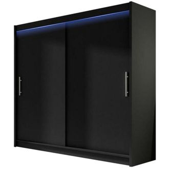 Mirjan24 Mobilier1 - Guardaroba Closico 100, Nero, 215x180x58cm, Porte guardaroba: Scorrevoli, Numero di ripiani: 0, led: Con