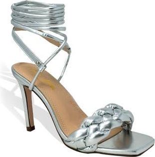 Chase + Chloe by Intouch Footwear Ankle Tie Braided Sandal in Silver Metallic at Nordstrom Rack, Size 5.5