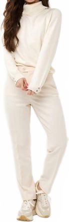 Esqualo Gida Gem Embellished Split Turtleneck Sweater In Beige