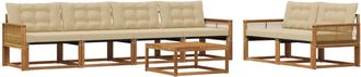 vidaXL Conjunto De Sof&aacute;s De Exterior 7 Uds. Natural Y Beige Vidaxl
