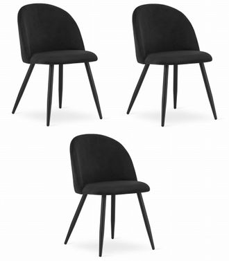OEM Silla Bello - Terciopelo Negro / Patas Negras X 3