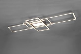 Trio Irvine Led L&aacute;mpara De Techo 3 Rect&aacute;ngulos Acero Satinado Con Luz Central Con Control Remoto Multifuncional Regulaci&oacute;n De La Intensidad De La Luz Y La 