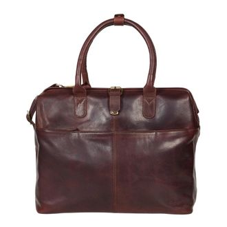 Howard London Laptoptas Ken - Heren - Laptoptassen - Bruin - ONE Size - Leer - Tassen
