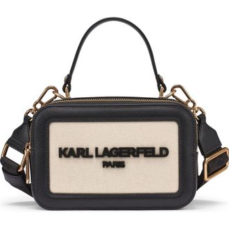 Karl Lagerfeld Simone Canvas Crossbody in Natural/black at Nordstrom