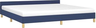 vidaXL Estructura de cama con cabecero sin colchón tela azul 200x200cm Vidaxl