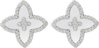 Adornia Cubic Zirconia Flower Stud Earrings in White at Nordstrom Rack