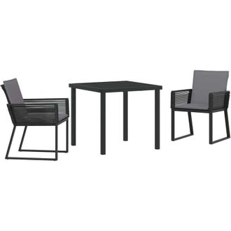 vidaXL Garden Dining Set 3 pcs Black Powder-Coated Steel vidaXL