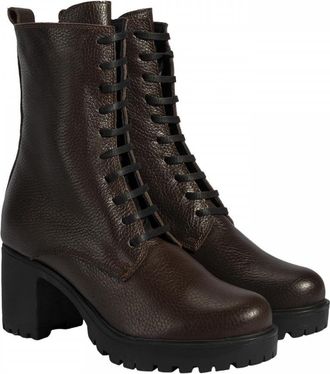 Desa Woman Leather Boots - Slip-On, Block Heel, Round Toe, Breathable | Brown - 40