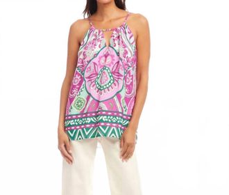 Karen Kane Kira Keyhole Tank Top In Multicolor