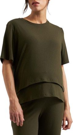 Ripe Mike Rib Nursing Top in Khaki at Nordstrom, Size Large