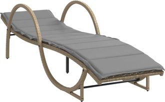 vidaXL Lettino Prendisole Con Cuscini Beige 60x199x42 Cm Polyrattan - Vidaxl