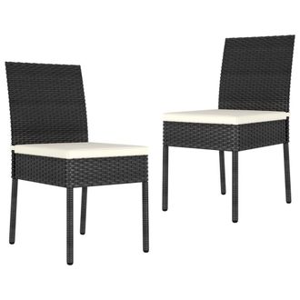 vidaXL Vidaxl - Sillas De Comedor De Jard&iacute;n 2 Unidades Rat&aacute;n Sint&eacute;tico Negro
