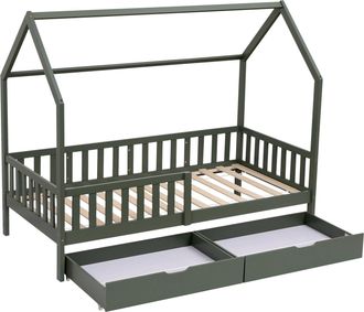 Happy Garden Cama caba&ntilde;a infantil con cajones verde 190x90cm