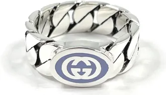 Gucci Silver Light Purple Enamel Silver 925 Band Ring (Pre-Owned)
