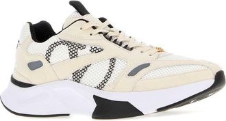 Valentino Garavani Mens Two-Tone Suede And Mesh Demivee Sneakers Biabiagrigiocnerobianconene