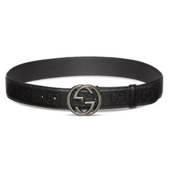 Gucci Interlocking G Buckle Leather Belt, Size 110 cm