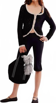 Free People Adelene Long Sleeve Cardigan In Black Cream Combo
