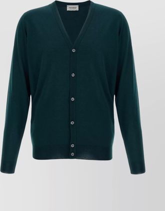 John Smedley v-neckline cardigan with ribbed cuffs and hem