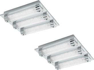 Loops 2 PACK Wall Flush Ceiling Light Colour Chrome Shade Clear Crystal LED 3x7W