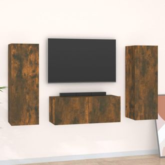 Berkfield Home 3 Piece TV Cabinet Set Smoked Oak Engineered Wood in Brown