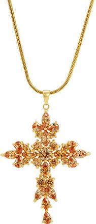 Savvy Cie Jewels Cubic Zirconia Large Cross Pendant Necklace in Yellow at Nordstrom Rack