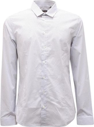 Patrizia Pepe Wit & Blauw Diamanten Overhemd - Heren - Casual Overhemden - Blauw - L - Katoen - Overhemden