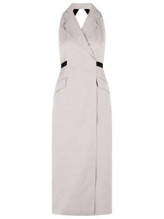 Max Mara Cime beige canvasjurk van katoen en wol