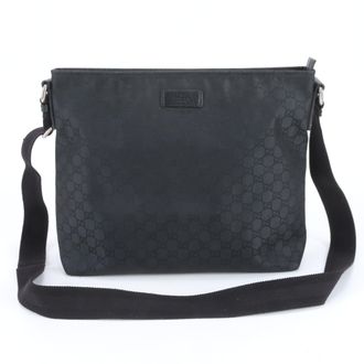 Gucci Black Nylon Leather Shoulder Bag Tote Bag (Pre-Owned)
