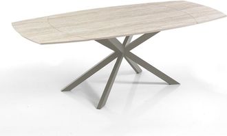 Oresteluchetta Mesa extensible cer&aacute;mica/acero travertino-platino 75x90x140-200