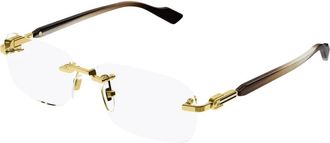 Gucci Rectangle Optical Frame - Heren - Brillen - Geel - 56 MM - Accessoires